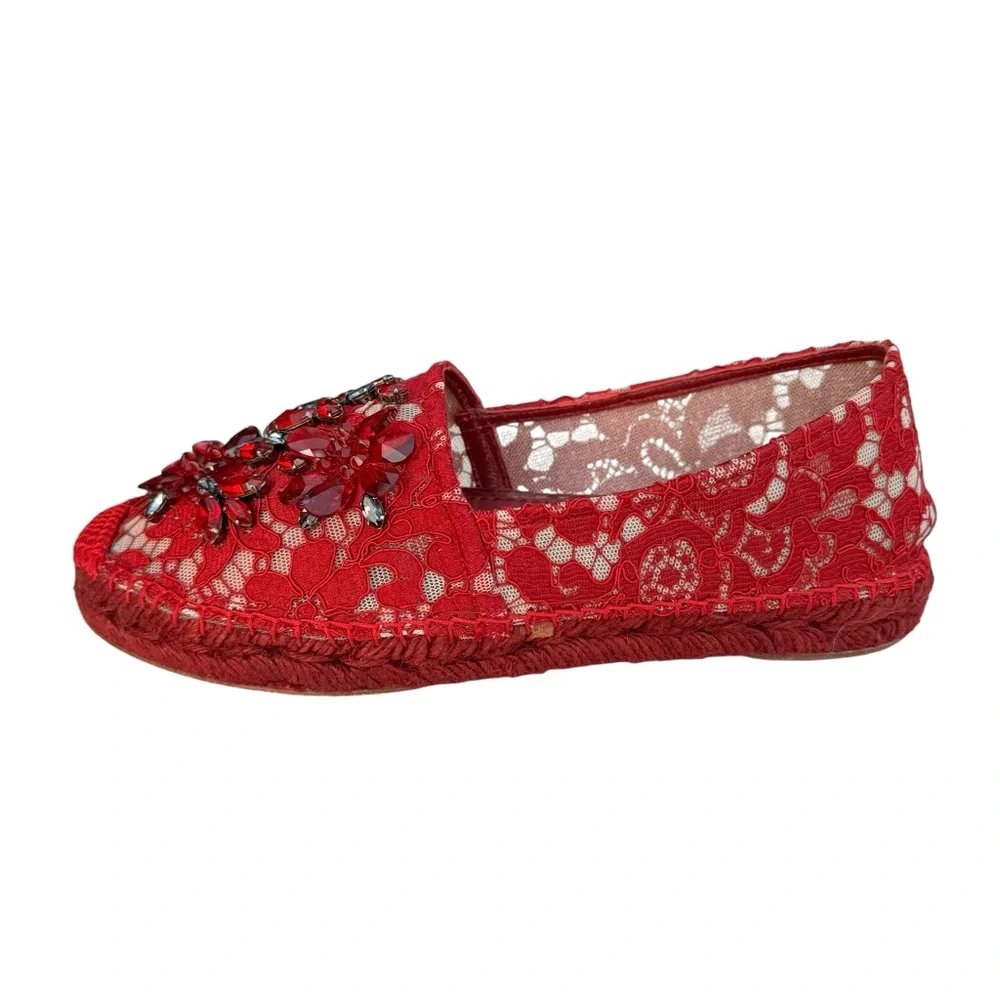 Dolce & Gabbana Swarovsky Red Flats  Espadrilles